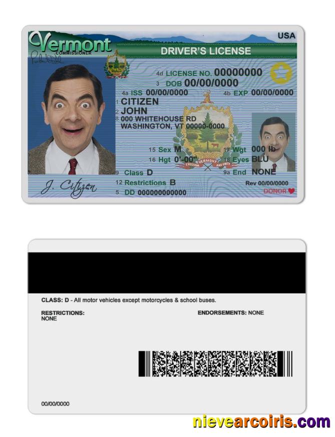 USA Vermont driving license (2004-2019)